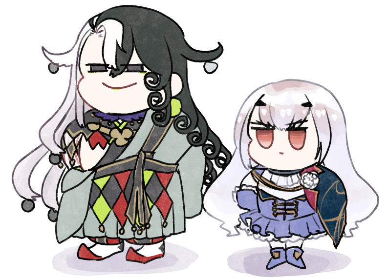 蘆屋道満(Fate) 「あしやとメリュ子、種火周回メンバーだけど大きいし小さいしかわいくてsoハッピ~ 」|清正🦀🔥原稿🔥のイラスト