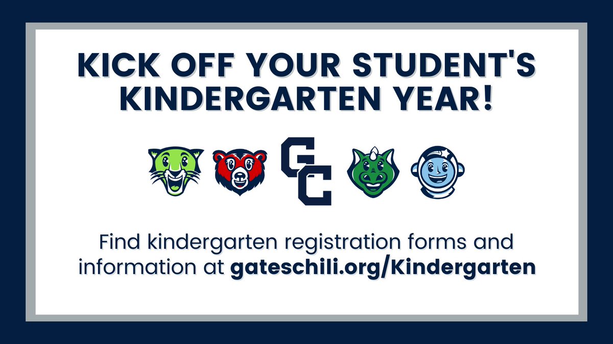REGISTER YOUR STUDENT FOR KINDERGARTEN! Download and complete a registration packet at gateschili.org/Kindergarten or pick one up at 3 Spartan Way. Return completed packet by email or at Kindergarten Registration Packet Drop-Off events March 1-2 at 5-7 p.m. at <a href="/GatesChiliHS/">Gates Chili HS</a> 
#GCCares
