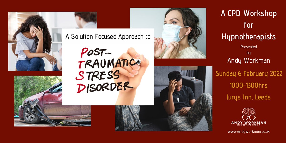 I am running a 'live and in person' Hypnotherapy CPD Event in Leeds, Yorkshire on Sun 6th Feb 2022. A Solution Focused Approach to PTSD. If you'd like to join us, just follow this link for details. eventbrite.co.uk/e/a-solution-f…