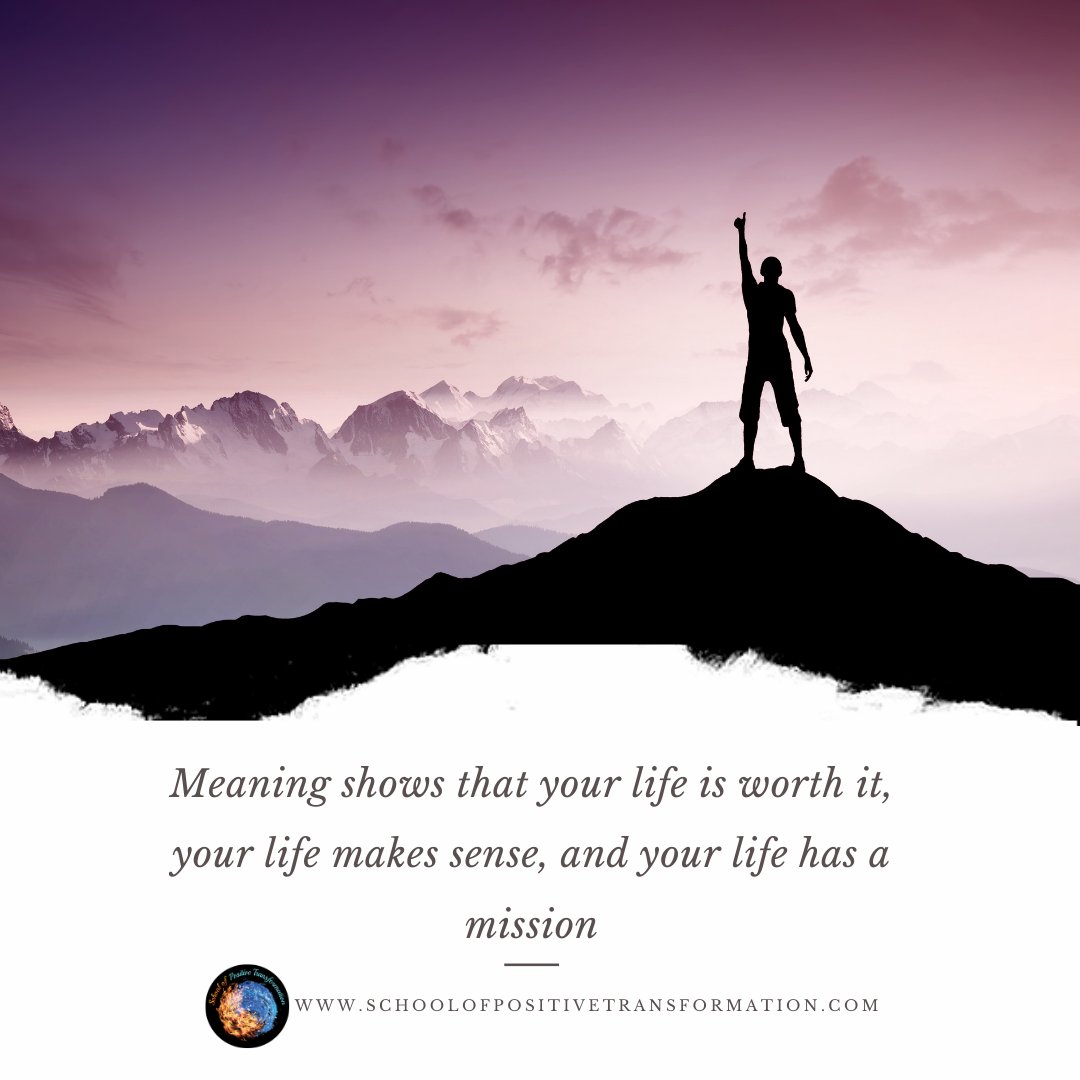 While each person can define “meaning” in their own way, many people look to three attributes when determining the definition, those being Significance, Coherence, and Purpose. 

SchoolofPositiveTransformation.com

-----------------

#Meaning #Purpose #Live #SelfHelp #positivepsychology