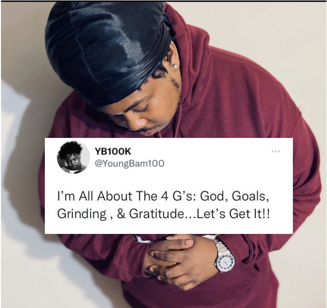 YoungBam100's tweet photo. A GOD Fearing Man Yes I Am. Driven To My GOALS Even When The Odds Stacked Against Me,Yes I Can. GRINDING For My Purpose, That’s My Plan. Showing GRATITUDE To Everybody Who Rocking, I Wanna See You Win As Well Cause That’s Who I Am!! #BYLShit  #TrustTheProcess #TalkToEmBam https://t.co/IJyv8xPsMQ