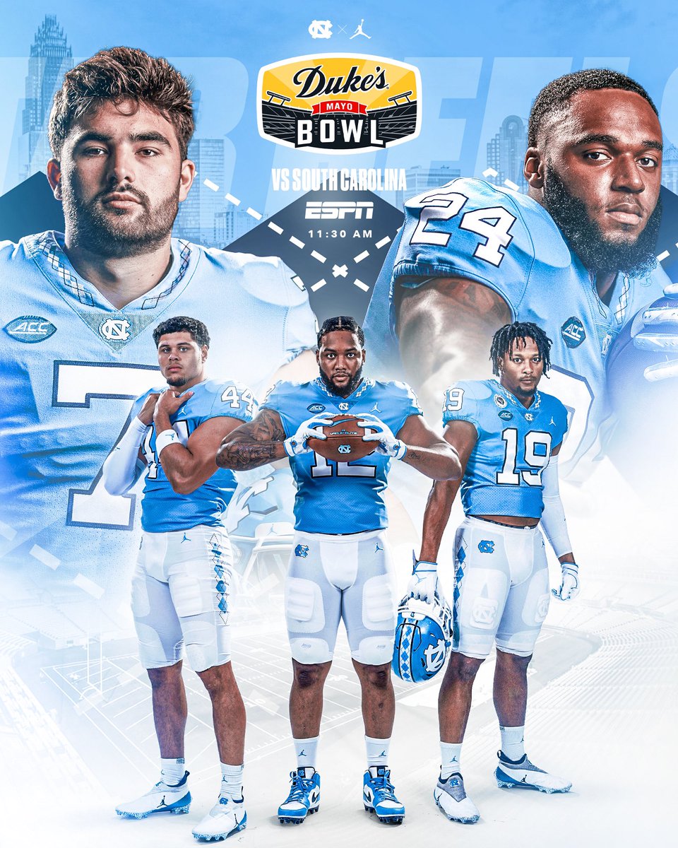 UNCFootball's tweet photo. 24 hours ⏳ 

#CarolinaFootball | @DukesMayoBowl https://t.co/GSEok7GJJB
