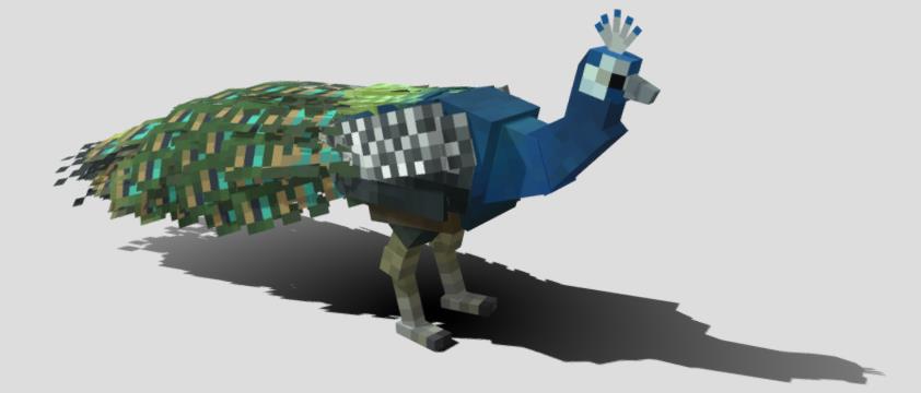 RT @tttongxin_: Indian peafowl  (peacock)
Pavo cristatus

for addons Aviancraft 

#minecraft #blockbench #pixelart https://t.co/qquAFIBFep