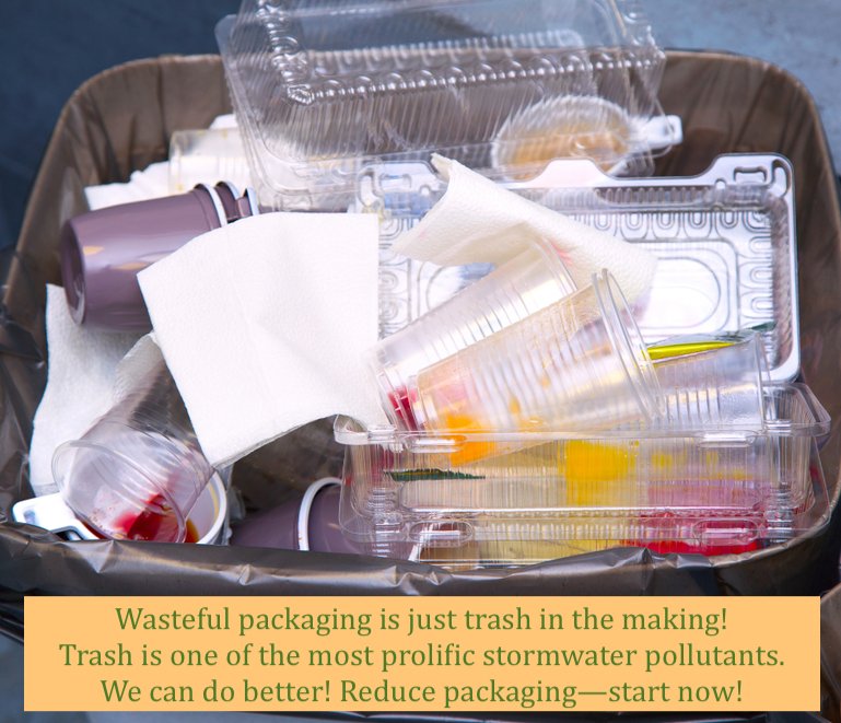 MrDroplet's tweet photo. Wasteful packaging produces, well, waste! Waste makes TRASH that pollutes stormwater! Do your part by reducing packaging waste. Learn more: https://t.co/yrJ06vmyQ6
#WeAllLiveDownstream #ReduceReuseRecycle #PreventWaterPollution https://t.co/dmSuZ902iv