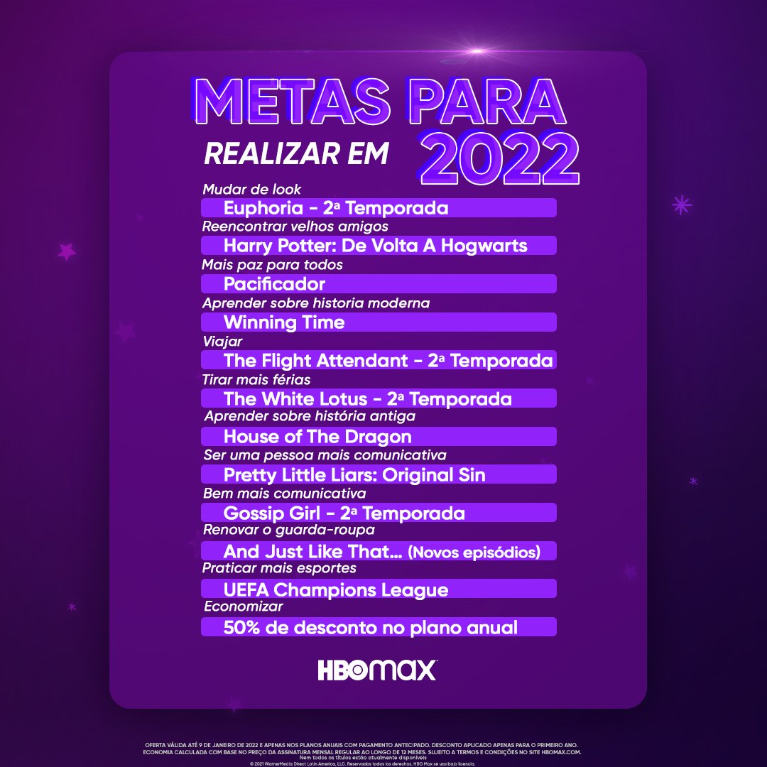 HBO Max Brasil on X: Renovando todas as metas de 2021 que eu não