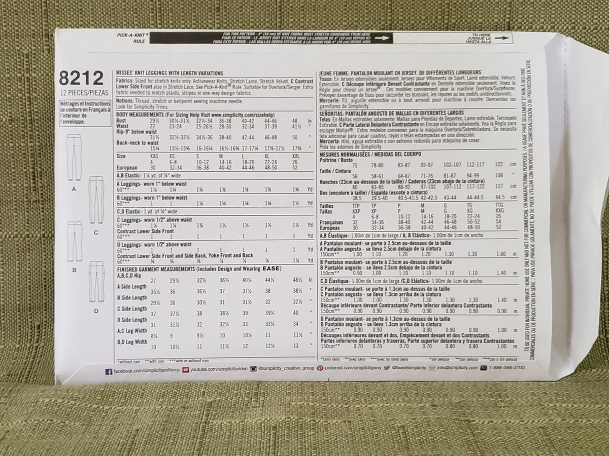 quilts_more's tweet photo. Up For Any Thing Misses Knit Leggings With Length Variations Sewing Pattern Simplicity 8212 Size Extra Extra Small To Extra Extra Large https://t.co/pxFmClYnRl #ImagineQuiltsAndMore #Etsy #ActiveWare https://t.co/W0sRBhPdrq