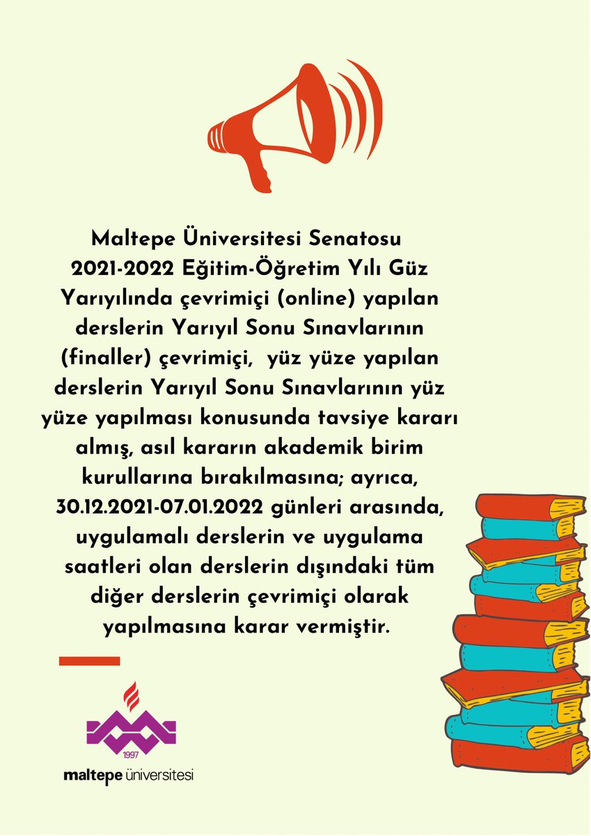 sahinkarasar's tweet photo. Siz istersiniz de ben yapmaz mıyım? 😉

Gençler, online derslerinizin sınavları online yapılacak.
Ayrıca 30.12.21 - 07.01.22 günleri arasında uygulamalı dersler hariç tüm dersleriniz online olacak.
Hepinize şimdiden iyi yıllar, sınavlarınızda başarılar dilerim… https://t.co/1bw21OfDTd