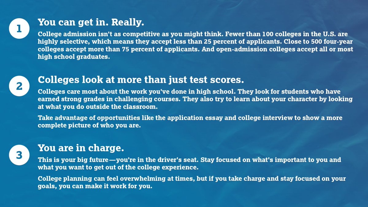 CollegeBoard's tweet photo. 5 Things to Know About Applying to College 🎓 

Get more college planning advice at https://t.co/GCyDoEaMYq. https://t.co/ZWLJ6vxbfG