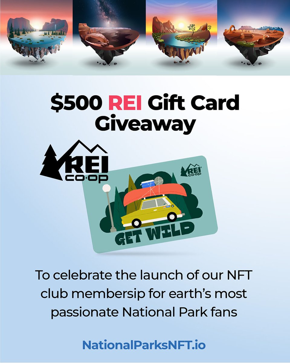 Giveaway time! 

We are giving away a $500 gift card to REI to one lucky winner! Follow these steps to be eligible to win:

- Follow us
- Retweet this post
- Tag two friends that love the outdoors

We will announce a random winner on Jan. 3rd. Good luck!

#NFT #Giveaways