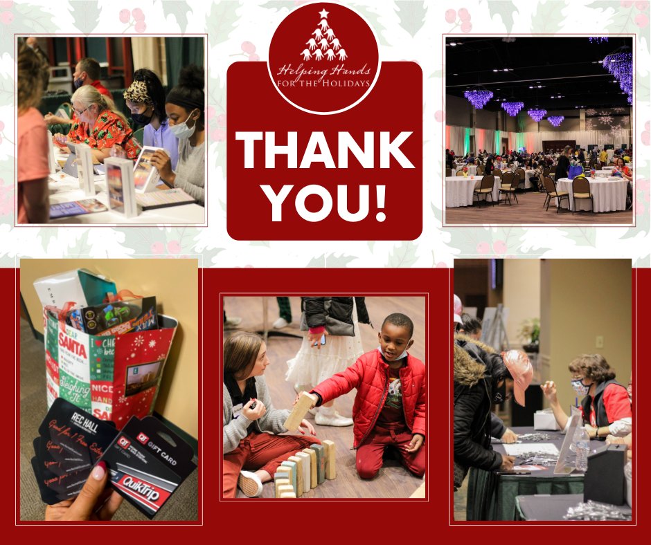 THANK YOU!

As we reflect on the 14th Annual Helping Hands for the Holidays, we want to send a HUGE thank you to everyone who helps make this event possible! Without all of our volunteers, donations, exhibitors and community involvement, this event would not be the same!