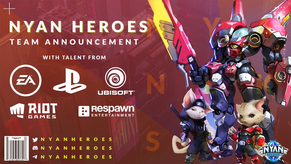 nyanheroes's tweet photo. Proudly introducing our new expanded team! With decades of experience in AAA studios like Riot Games, EA, Ubisoft and Respawn, our team is ready to take NH to new heights in 2022!

This is only just the beginning, you are here early. 🚀

The amazing team:
https://t.co/0cmPgsaigh https://t.co/3R3l18E3gO
