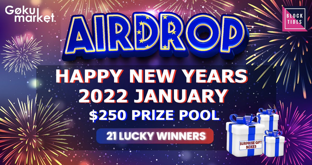📣  #Airdrop Alert: January Monthly Community Airdrop is Live  🪂 

💥 21 winners will Win $250 worth of Surprise Boxes

🎁 Participate &amp; Share to #Win More! 🎁
📜 Here: bit.ly/GokuMarketAird… 
 
💎  #Like &amp; #ReTweet this post to earn even more points!

#GokuMarket #Airdrops