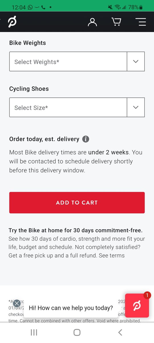 Lchinyou's tweet photo. The @onepeloton site says most delivery times are <2 weeks when really it's 2+ months. This misleading line is not only frustrating customers but creating unnecessary stress for support staff tackling multiple complaints. https://t.co/hWKt8CHBv8