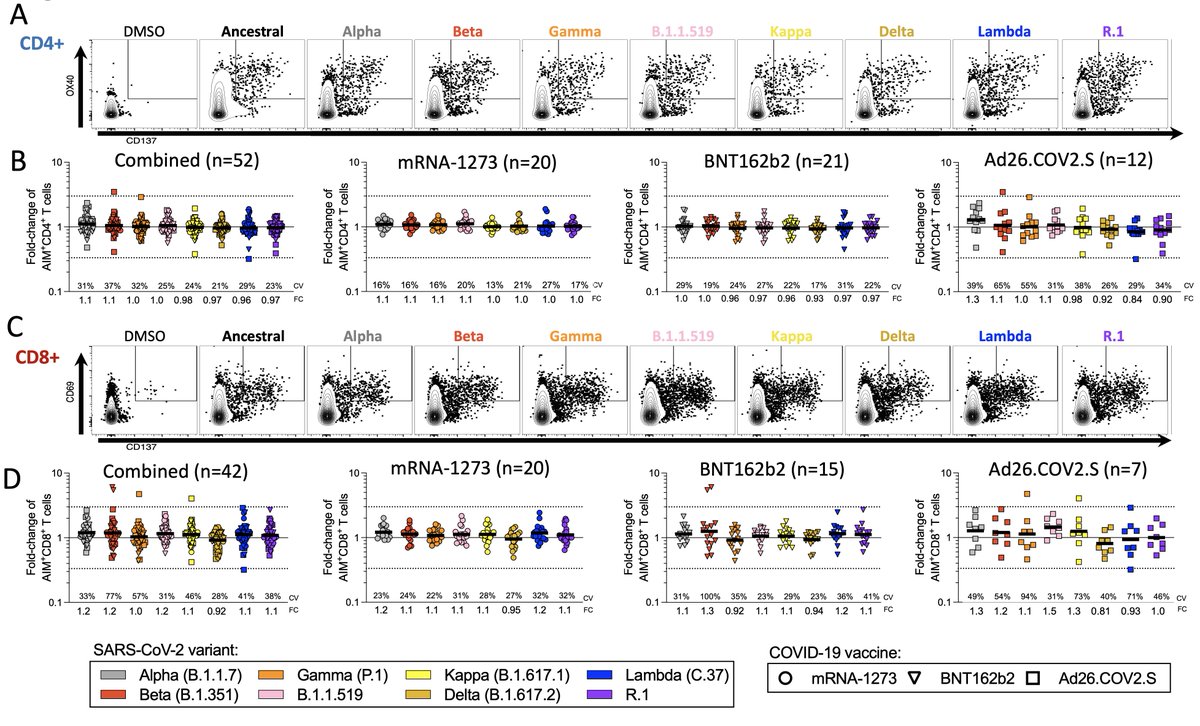 A 2nd report today from <a href="/ljiresearch/">La Jolla Institute</a> also demonstrates vaccination induced T-cells vs Omicron (B.1.1,519) well preserved compared with all variants and with 3 different vaccines
biorxiv.org/content/10.110… <a href="/aetarke/">Alison Tarke</a> <a href="/SetteLab/">Alessandro Sette</a>