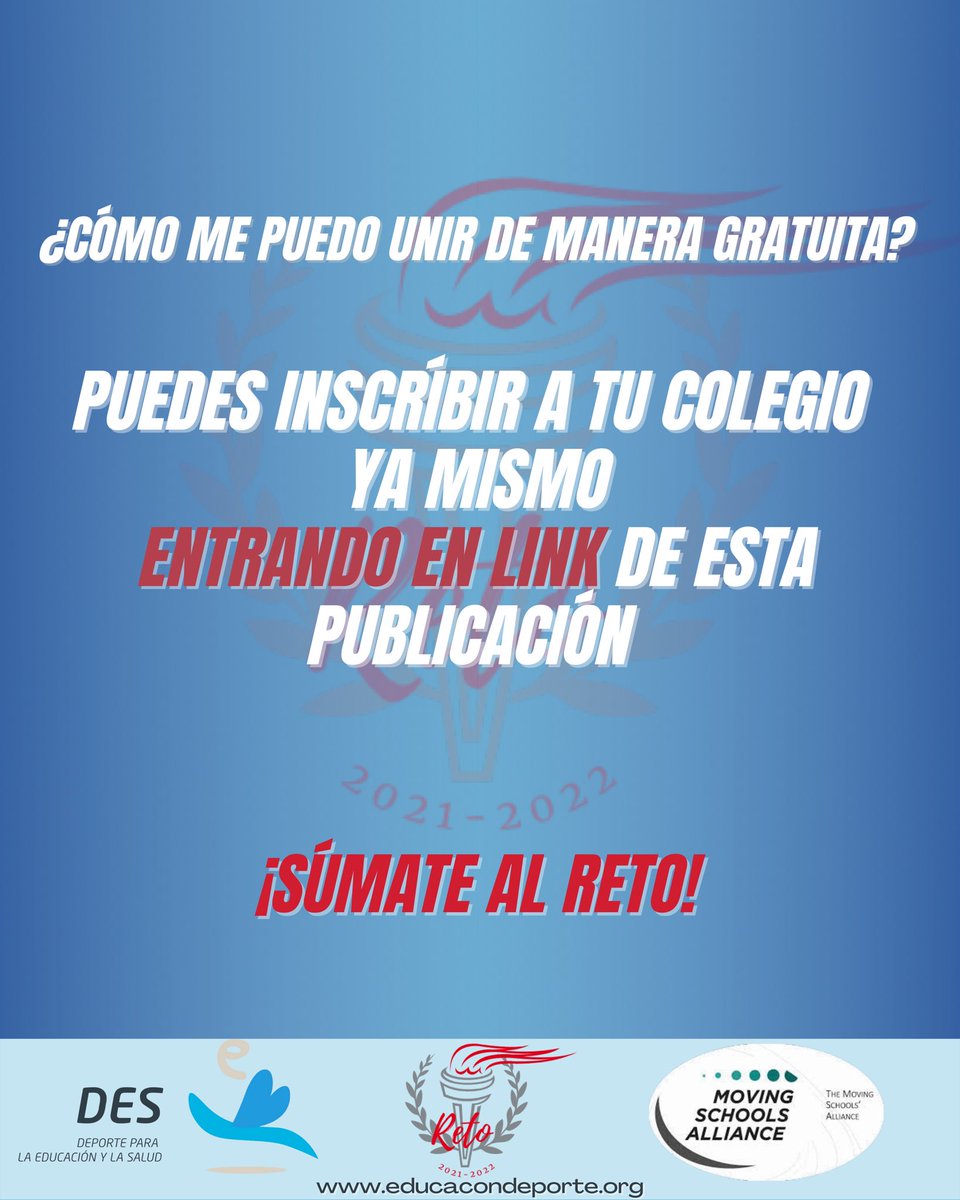 educacondeporte's tweet photo. ¿No sabes todavía que es #elreto #activosysaludables ? ¡Aquí te lo explicamos todo!
Link 🔗🏃‍♂️ https://t.co/F8Ukc2sIxb https://t.co/1qfTPb22fd