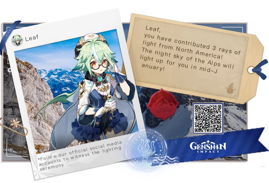 TeahTehe's tweet photo. #GenshinImpact #LightUpTheAlps https://t.co/Eq7n0xUGIf