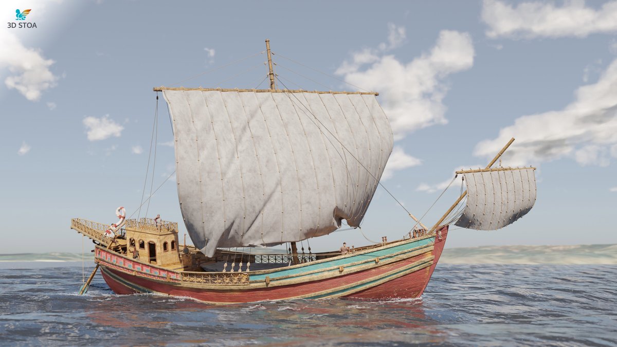 par_virtual's tweet photo. ¿Sabéis que en tiempos de Nerón una gran nave mercante romana naufragó en las costas de La Vila Joiosa (Alicante), cargada con miles de ánforas de garum? La hemos reconstruido en #3D y os la presento en este hilo.🧵Con ustedes el #BouFerrer.⛵️ https://t.co/PbAYwHxIZA