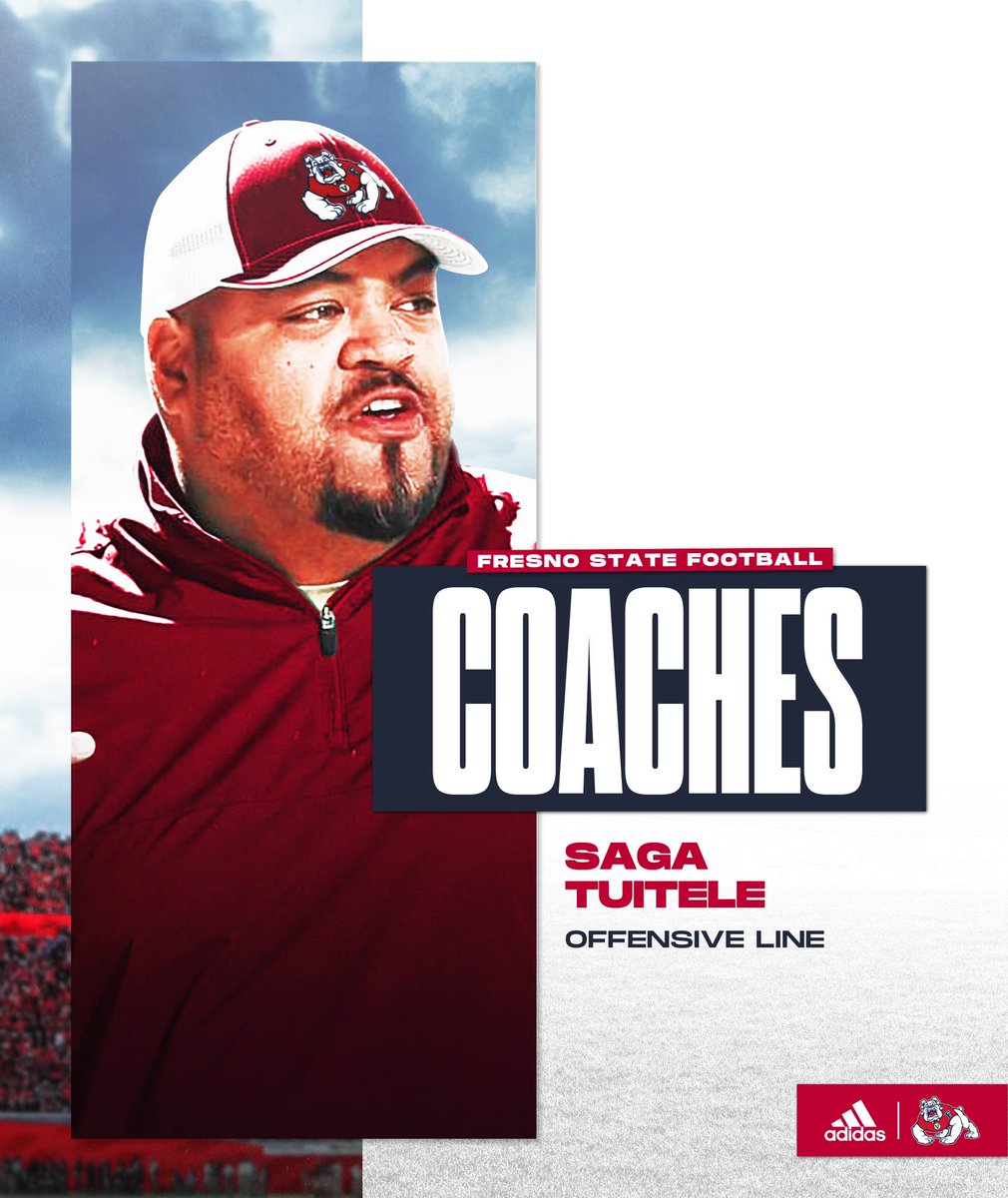 FresnoStateFB's tweet photo. HES IN‼️
@CoachTuitele is our offensive line coach and run game coordinator💪
#GoDogs | #PrideOfTheValley https://t.co/0qDdaldrQr