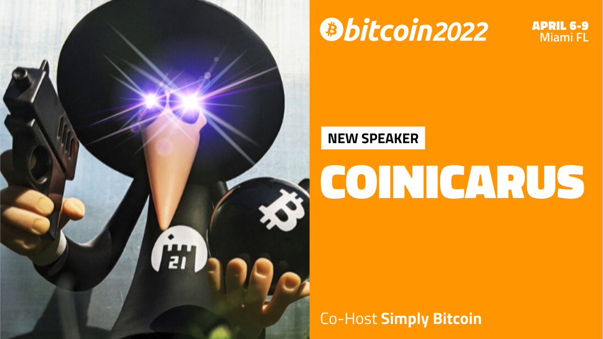 Announcing co-host of Simply Bitcoin, Coinicarus as a #Bitcoin2022 speaker!  @Coinicarus is co-host of the quickly growing YouTube channel Simply # Bitcoin, a content creator, Taco Pleb remnant, and shitposter.