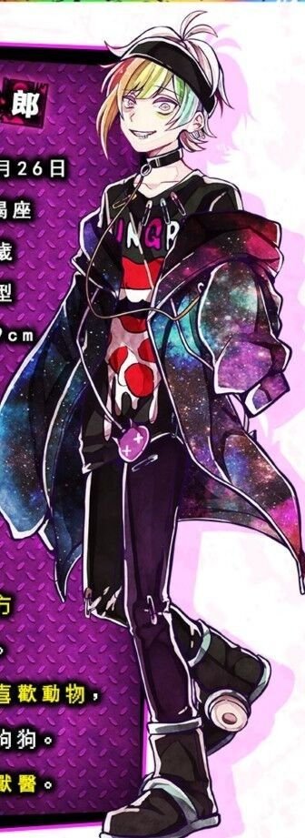 The multicolored hair character for today is Rintarou Iida from Wolf Game! (he/him)

Despite the cruel situations he's put into, Rintarou is often uncaring and lighthearted. His hair colors are white, red, orange, yellow, green, blue, and purple(?).