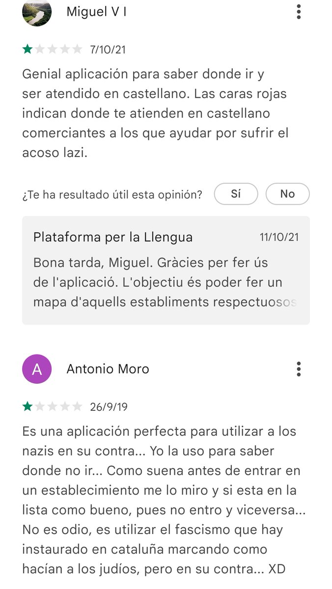 albadelvi's tweet photo. @CatalApp_ @callustrellenca @joguibajoguines @Mantincelcatala @llenguacat He llegit els comentaris que us han posat per valorar la vostra app i fa por (pena més ben dit) llegir aquests comentaris. Tela https://t.co/FtgQXOmrqr