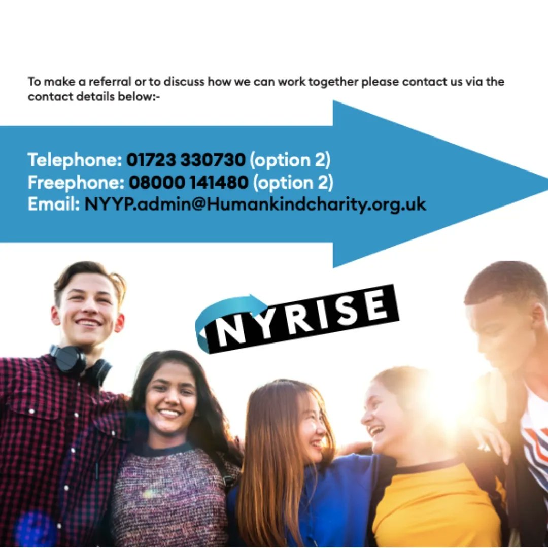 After consultation with young people across North Yorkshire, the Young People’s Drug and Alcohol Service delivered by Humankind has been rebranded to NY Rise! 🗯⚡️⏳

📩📞 To discuss a referral please contact the team using the details provided <a href="/SelbyDC/">Selby DC</a>