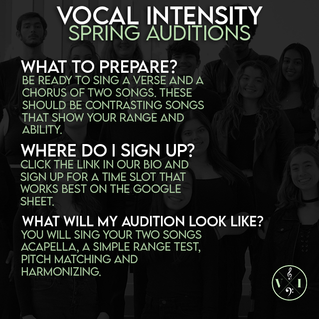 Vocal_Intensity's tweet photo. We are excited to announce SPRING AUDITIONS! We are looking for all voice parts this semester, so we are eager to hear you! Slide through this post for more details. The sign-up link is in our bio. 
#vocalintensity #acapella #kentstate #ksu https://t.co/IXPmA4t0jy