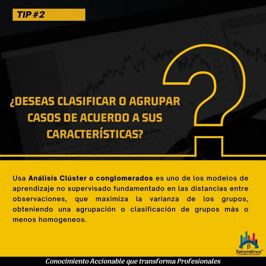 BetametricaEC's tweet photo. Los modelos tipo cluster son útiles para agrupar o clasificar casos dadas ciertas características (matriz de variables).

Son usados muchas veces como un input para otros modelos, y también como técnica para determinar si existen valores atípicos aunque su finalidad no sea esa. https://t.co/FbSPiuVv70