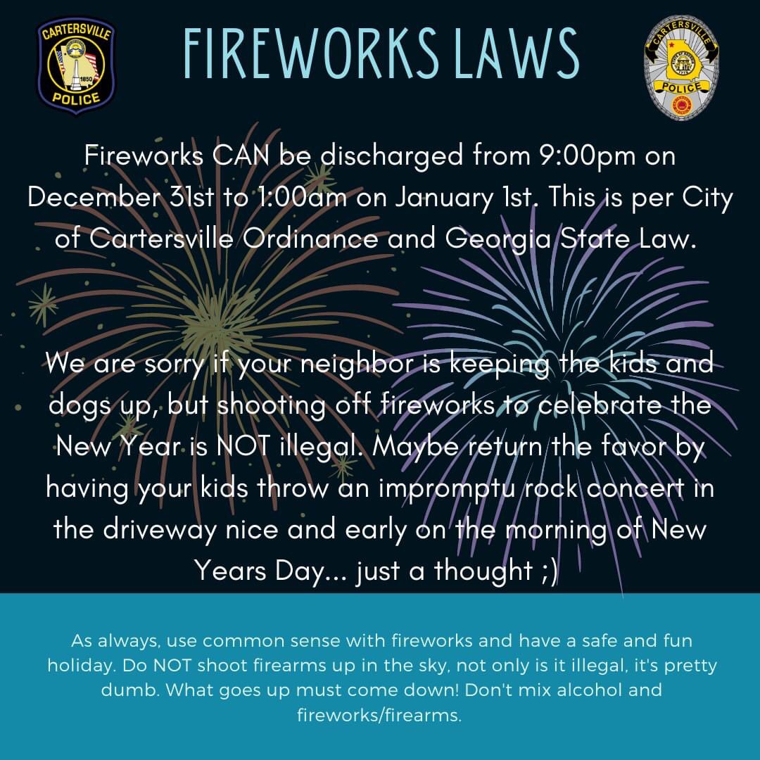 Just a few reminders for the New Years Weekend!