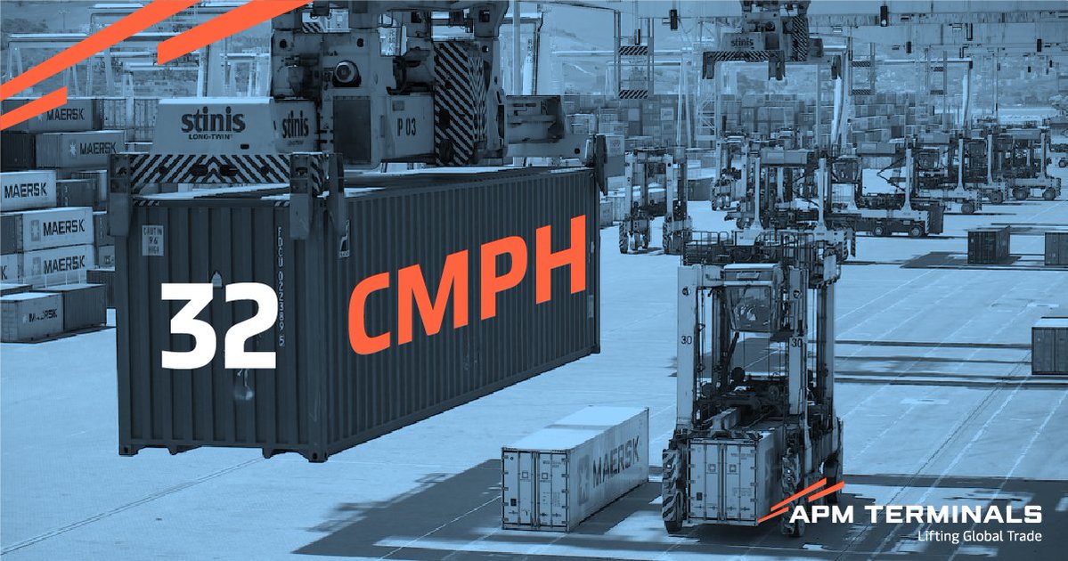 APMTMedPort's tweet photo. Grâce à son avance technologique et aux efforts de ses #équipes, les niveaux de #productivité d’@APMTMedPort atteignent 32 mouvements de portique / heure. 

Thanks to its technological advance and the efforts of its #teams, @APMTMedPort’ #productivity levels reach 32 #CMPH. https://t.co/pYHZJQUmKr