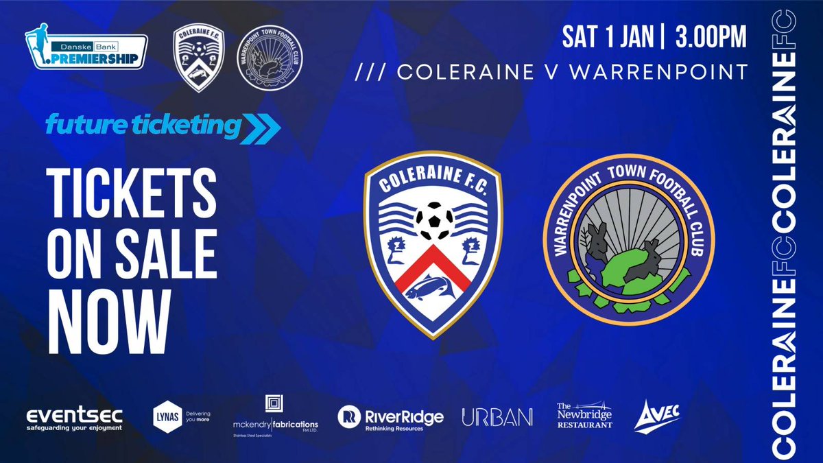 ColeraineFC's tweet photo. 𝘗𝘖𝘐𝘕𝘛 𝘛𝘈𝘒𝘌𝘕 🎟️

The first match of 2022 is at The Showgrounds and you can be there to cheer the players on.

Secure your tickets ⤵️ #COTB

👉 https://t.co/lmkVKUpTfN https://t.co/qttLmSPUZj