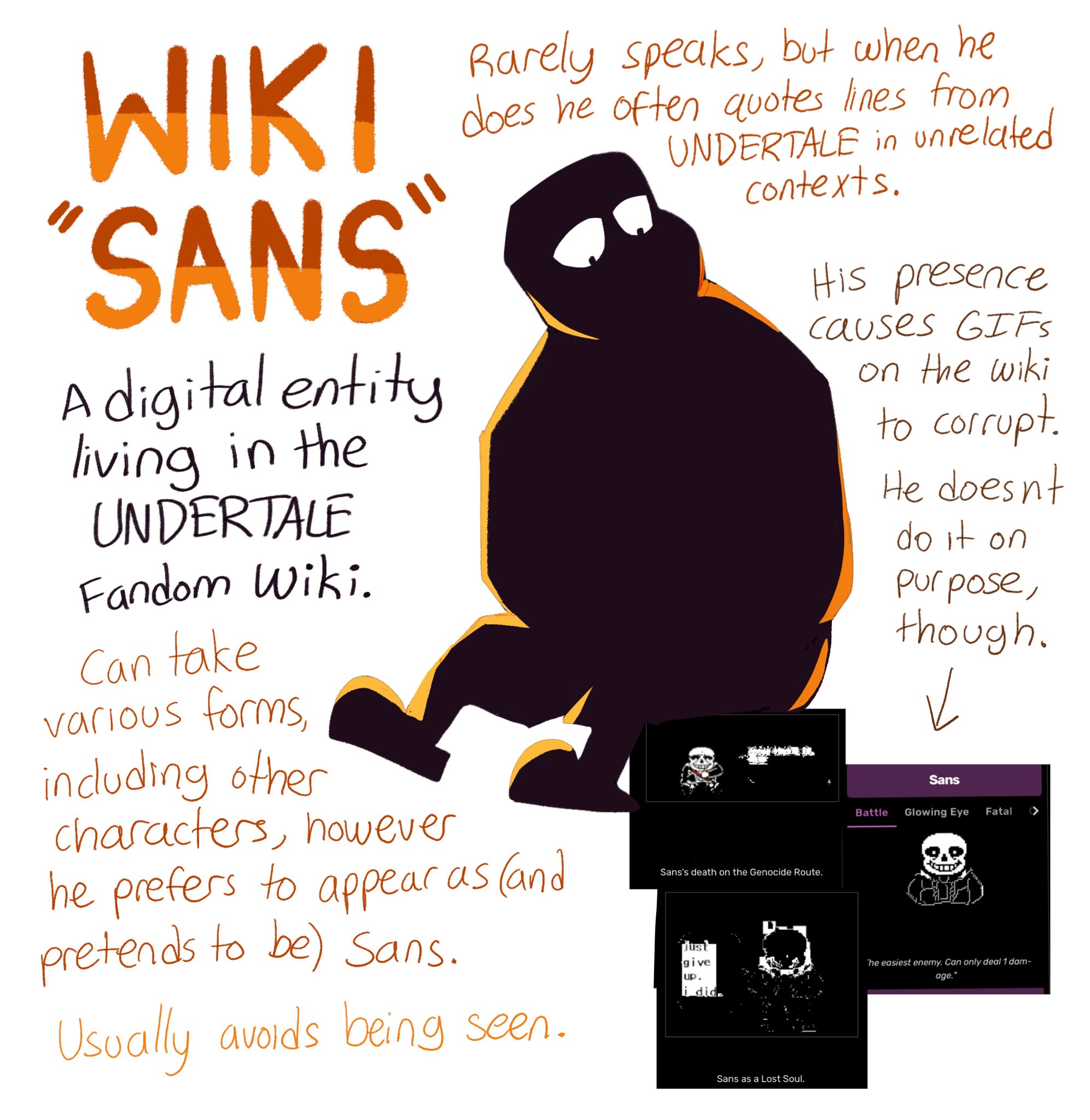 CEO of Mettaton‼️ on X: alright, here it is. some 'official' character  details for wiki sans, who is every character, one character, and no  characters all at once. #undertale  / X