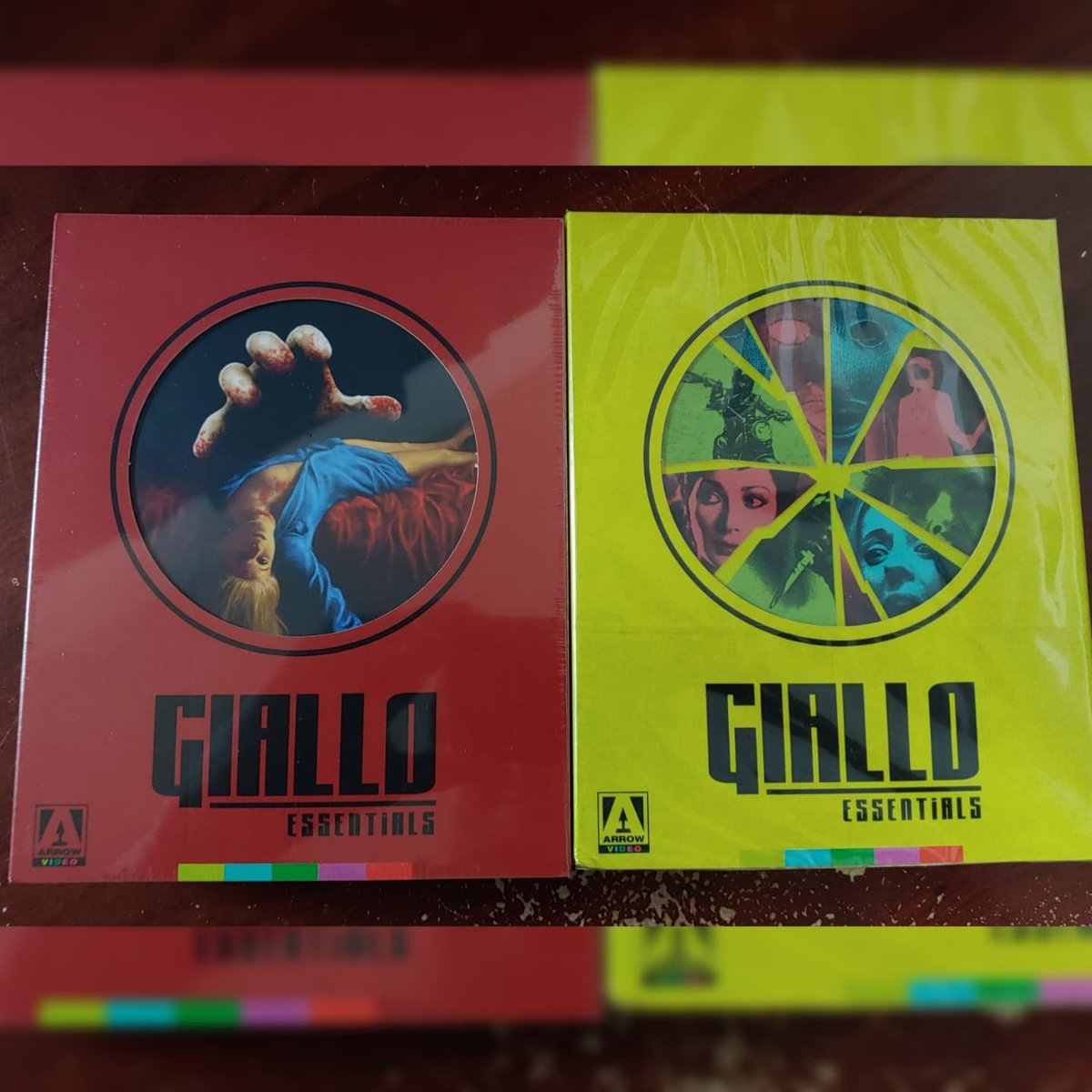 TwinFlicks's tweet photo. Received these today from @ArrowFilmsVideo for review and take a look at these beauties. The Red &amp; Yellow Giallo Collection! Both are available now!

#giallo #arrowvideo #arrowvideocollection #mvdrewindcollection #bluray #bluraycollection #physicalmedia #HorrorCommunity https://t.co/7ptTfbUEz6