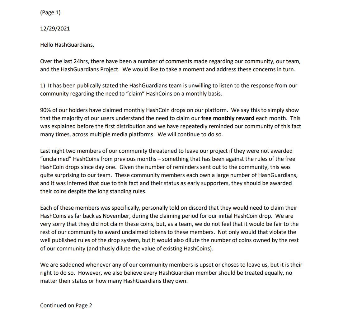 HashGuardians's tweet photo. Hey HashGuardian Community✌️

There have been a few public comments and questions raised over the past 24hrs regarding our team and our project. We would like to address these below.  Please do not hesitate to reach out to us on Discord with any questions you may have! https://t.co/4tui49mKtG