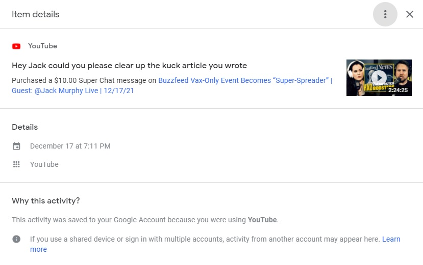 BrittanyVenti's tweet photo. Ladies and Gentleman the one who started it all; Mr.Dickenballs.
@DrDickenballs just messaged me proof that this was his superchat, that resulted in Jack Murphy yelling at Sydney Watson. https://t.co/DtIlBnXq3s