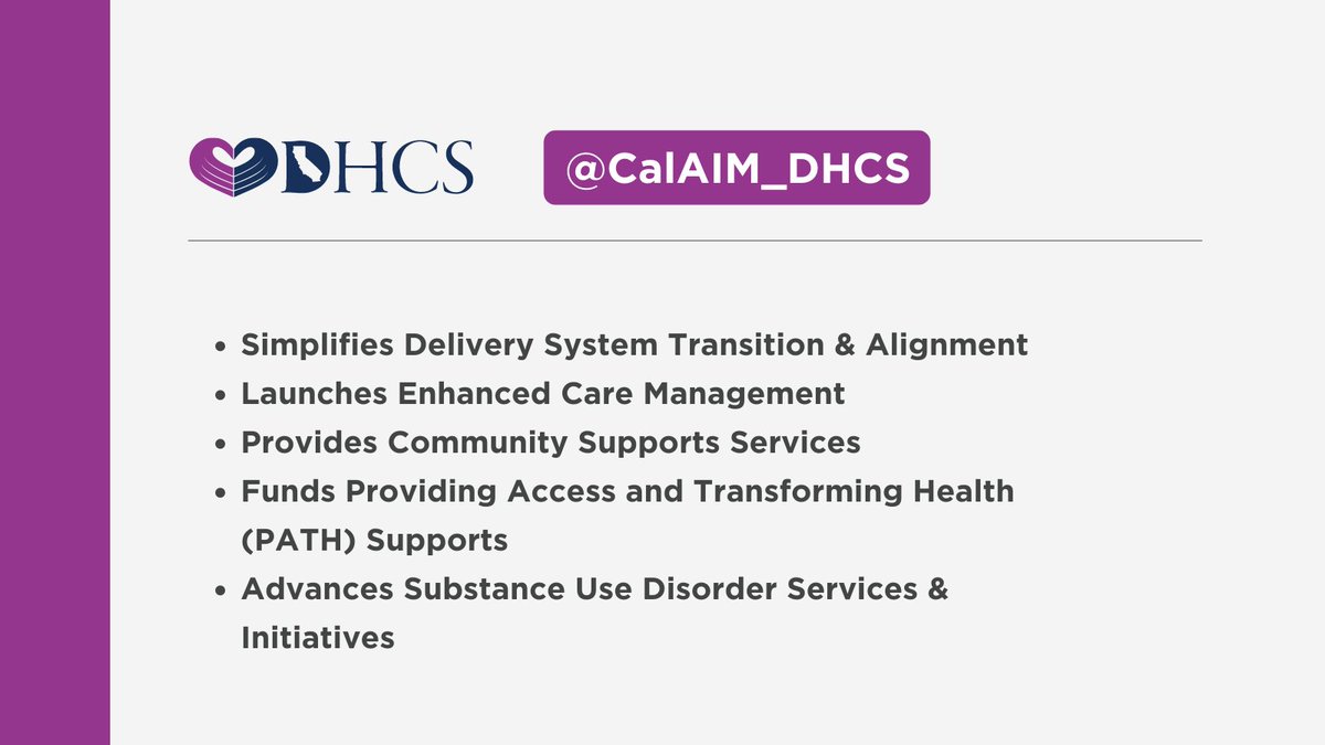 MediCal_DHCS's tweet photo. #Thread: JUST IN! @CMSGov approves #California applications to launch its long-term commitment to transform and strengthen Medi-Cal under #CalAIM.
https://t.co/BosOvBuvCH https://t.co/oA8luTtvpF