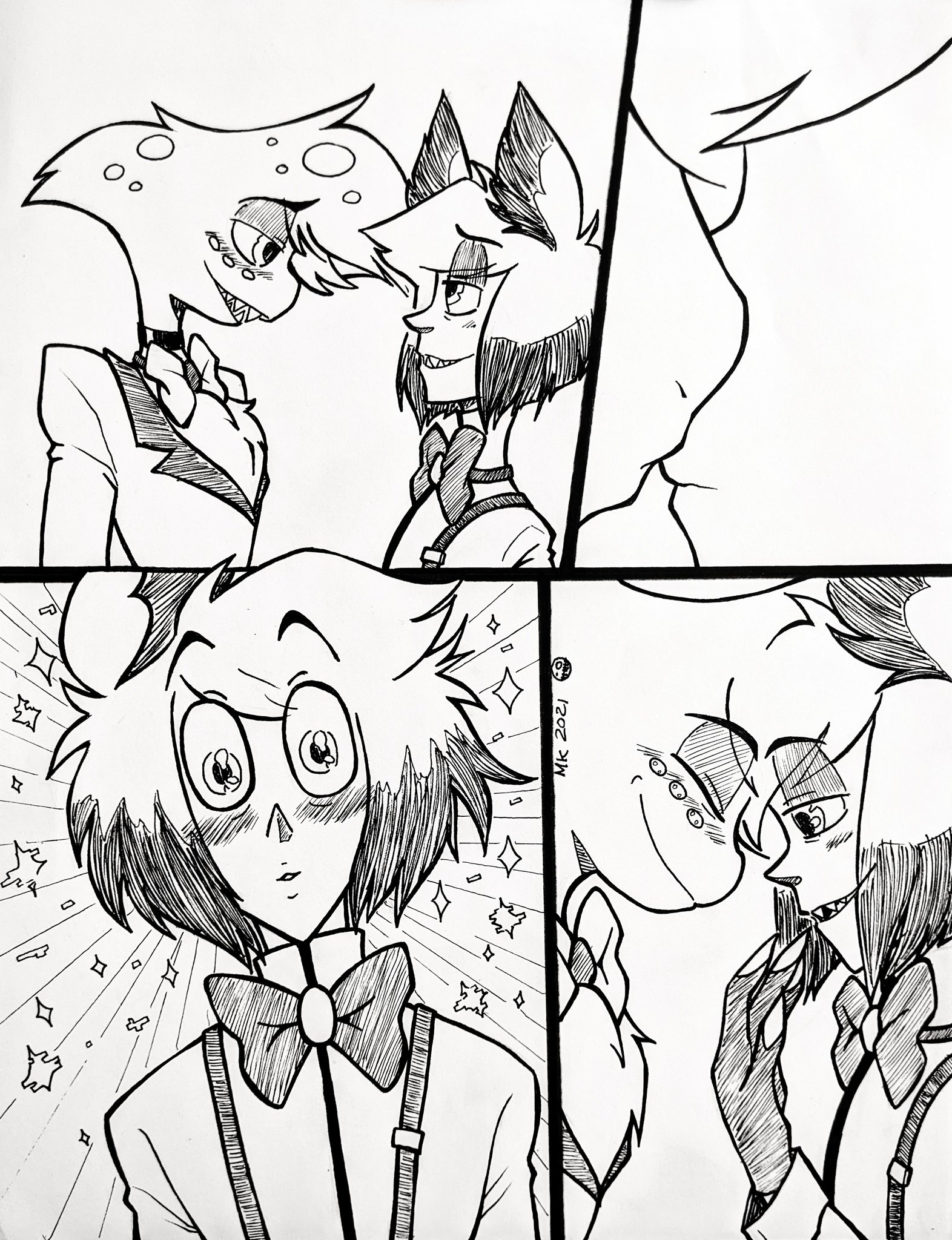 Scene of Alastor and Angel's First kiss