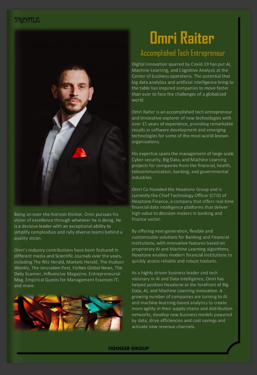 I am proud and honored to be featured in the famous and prestigious Hoinser Book 2021, and especially to be alongside so many wonderful people who have contributed to the development of the society through their dedication and efforts, in variety of different ways and sectors.