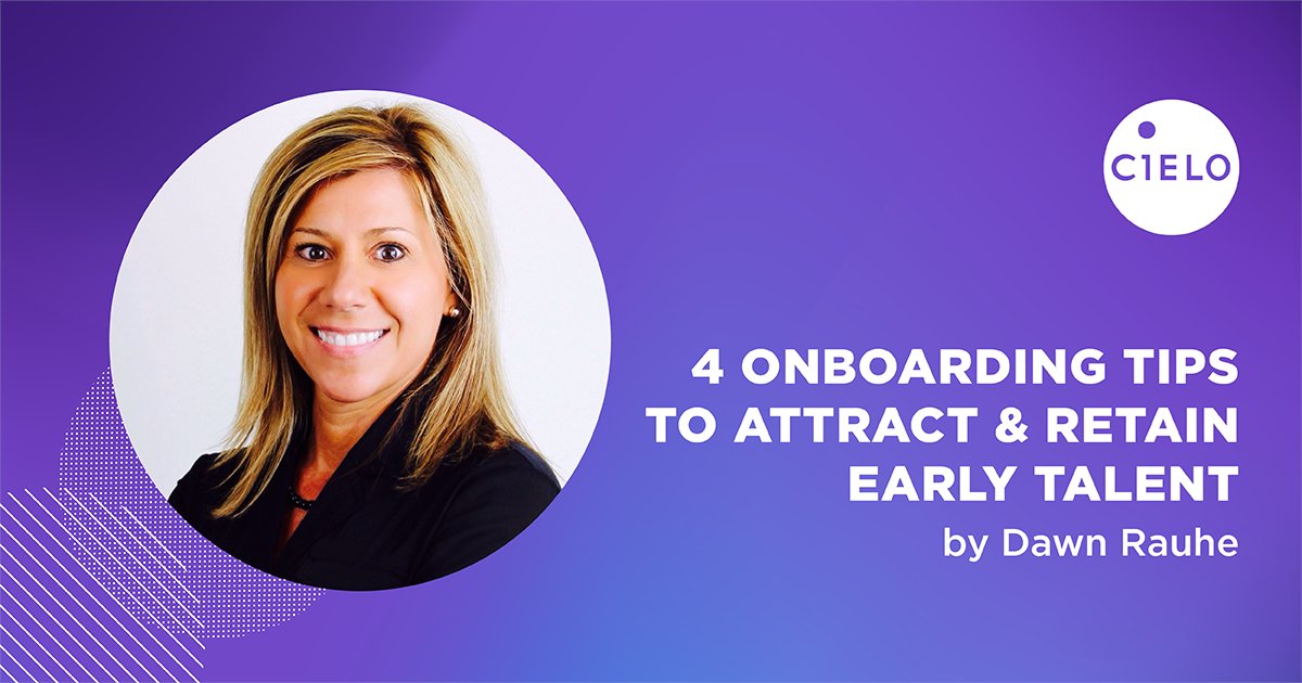 CieloTalent's tweet photo. Dawn Rauhe, VP — Client Services, explains why an effective onboarding program is a major differentiator when it comes to retaining early talent and how to build a strong program: https://t.co/kYowWE4N3p #talentmindset https://t.co/t6WF0QsKNn