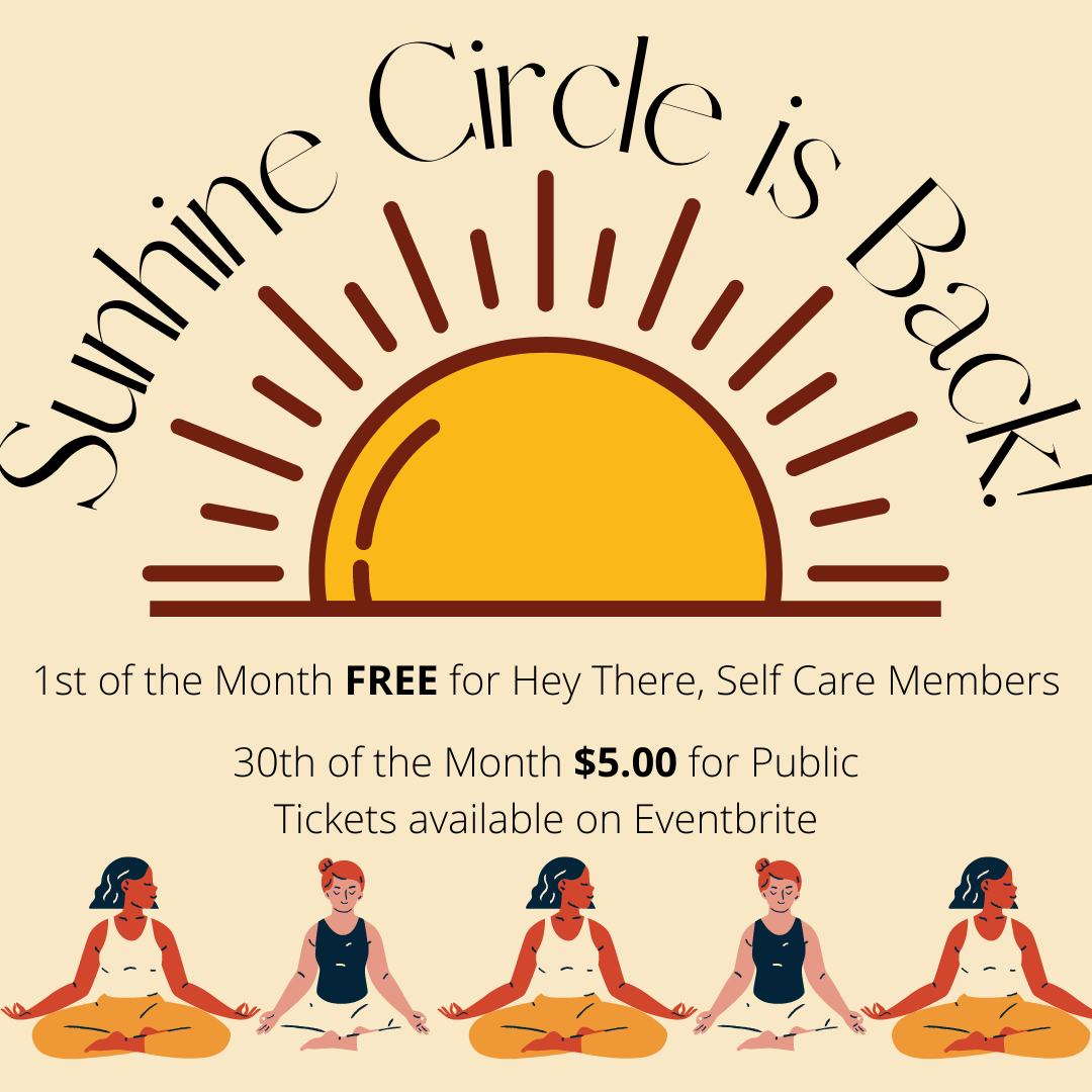 WithIntimate's tweet photo. DON'T CALL IT A COMEBACK!

Did you miss having a safe space to meditate? Look no further!

The Sunshine Circle is back now 6:00pm! 
1st of the Month FREE for Hey There, Self Care Members
30th of the Month, Public Tickets ONLY $5.00 on Eventbrite

Link in bio 
#LifeCoaching #IAMHe https://t.co/LjNpwEmOtL