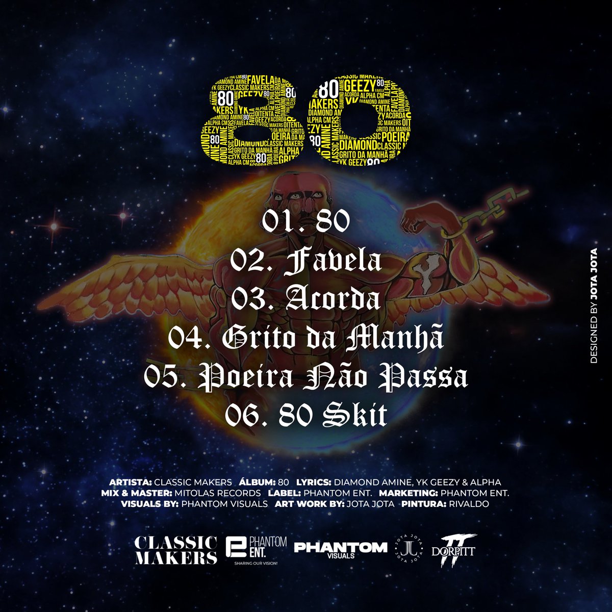 phantom_entmz's tweet photo. Esta é a tracklist do EP “80” dos @classicmakerss lançada a dois dias 🔥📀 Continuem a escutar! 

Em todas plataformas digitais 🌍🏆

https://t.co/iJItsvOLnn

#classicmakers #80 #phantoment https://t.co/aO8VwHP8w8