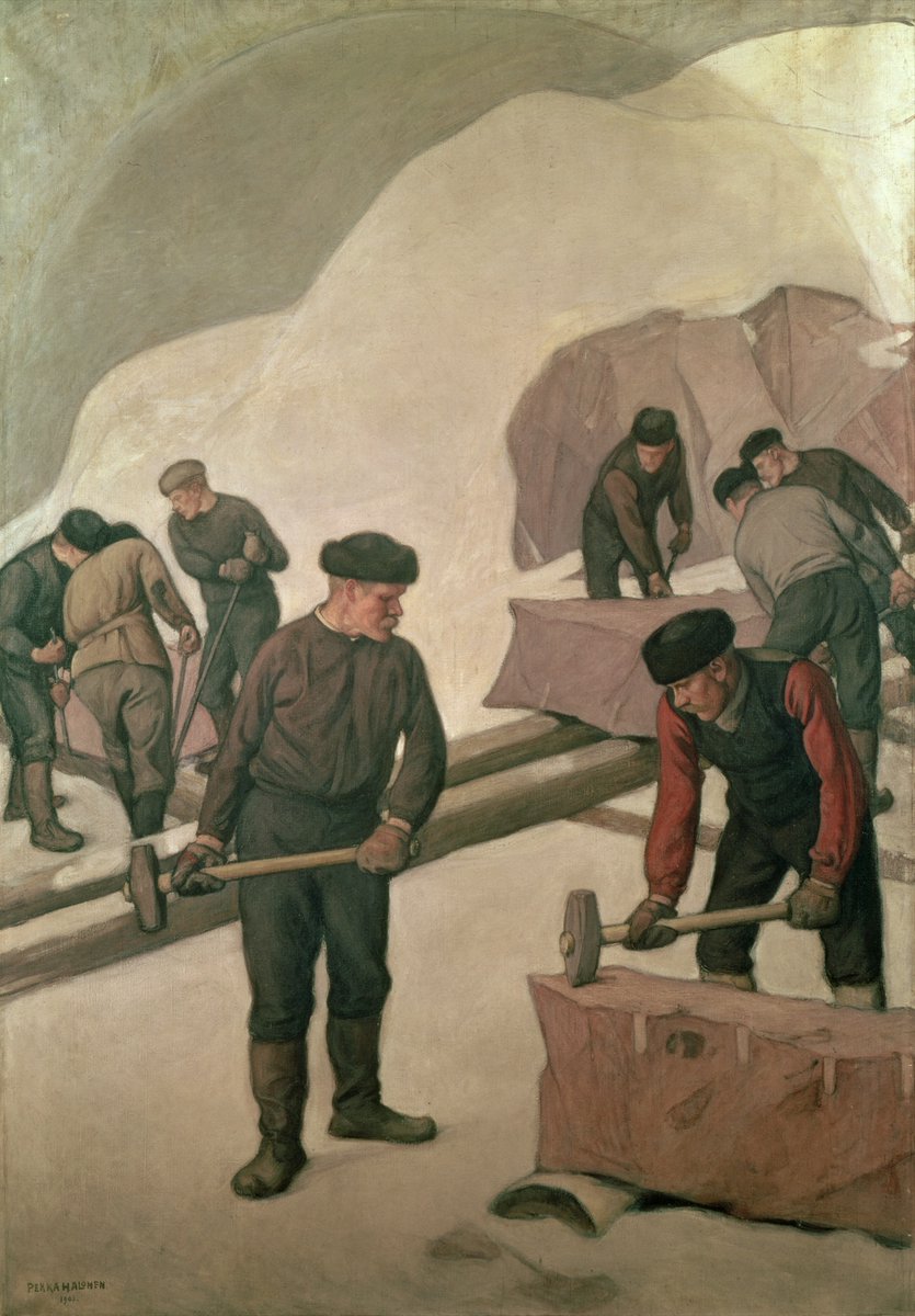 Pekka__Halonen's tweet photo. Stone Breakers, 1903 #postimpressionism #pekkahalonen https://t.co/Vv7mUBljtN