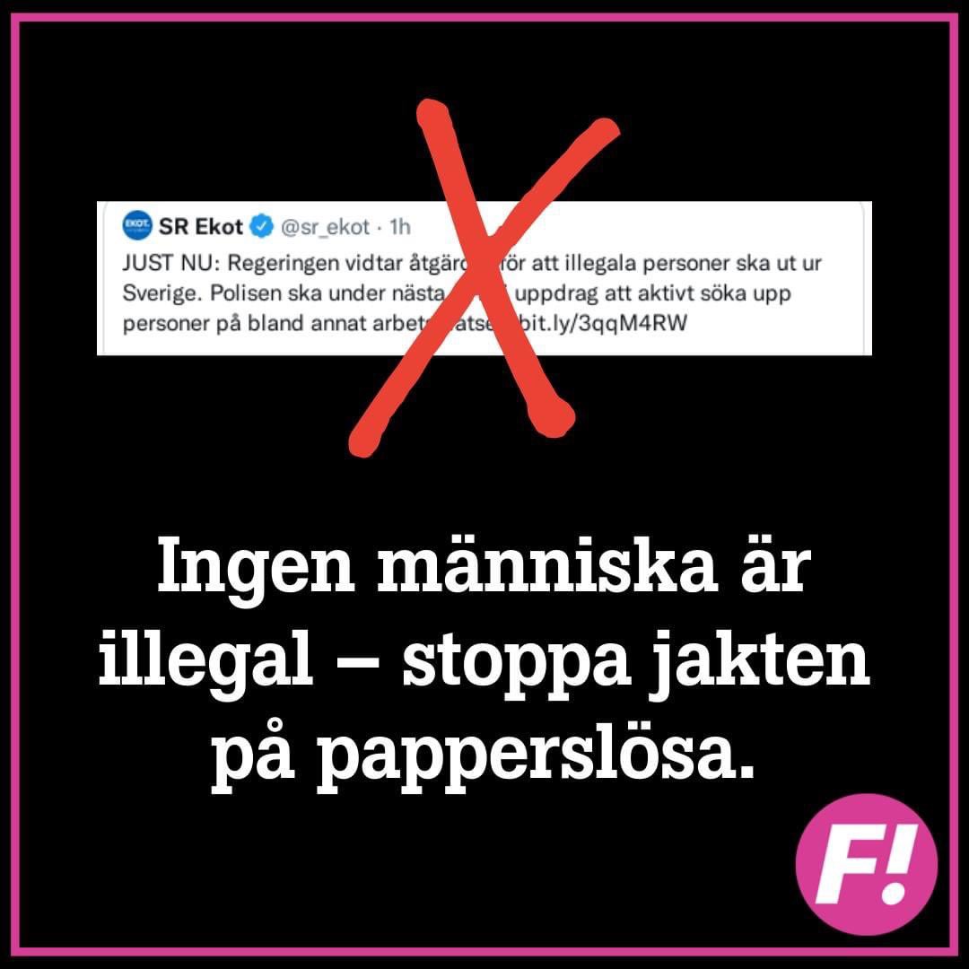 STOPPA JAKTEN PÅ PAPPERSLÖSA Tråd 👇🏽Migrationspolitiken går idag ut på att straffa och kontrollera de som söker trygghet och skydd. Att leva som papperslös tvingas många till då PUT blivit en lyxvara samtidigt som läget i många konfliktdrabbade länder inte blivit bättre.