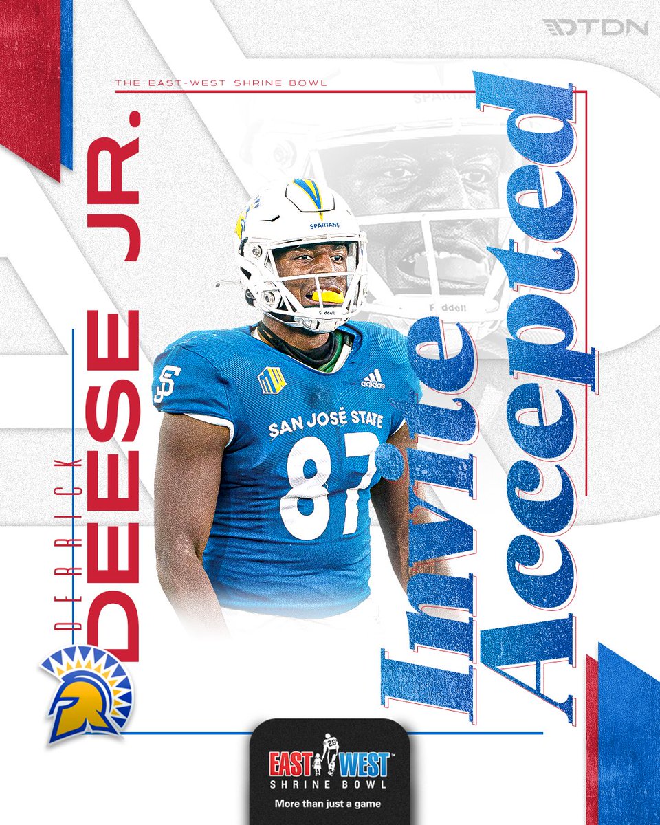 Invite Accepted☑️

The #ShrineBowl is excited to announce that <a href="/SanJoseStateFB/">San José State Football</a> TE Derrick Deese Jr., has accepted his invite to the 2022 East-West Shrine Bowl! 

@ShrinersHosp | #ShrineBowlRoadToVegas🚘