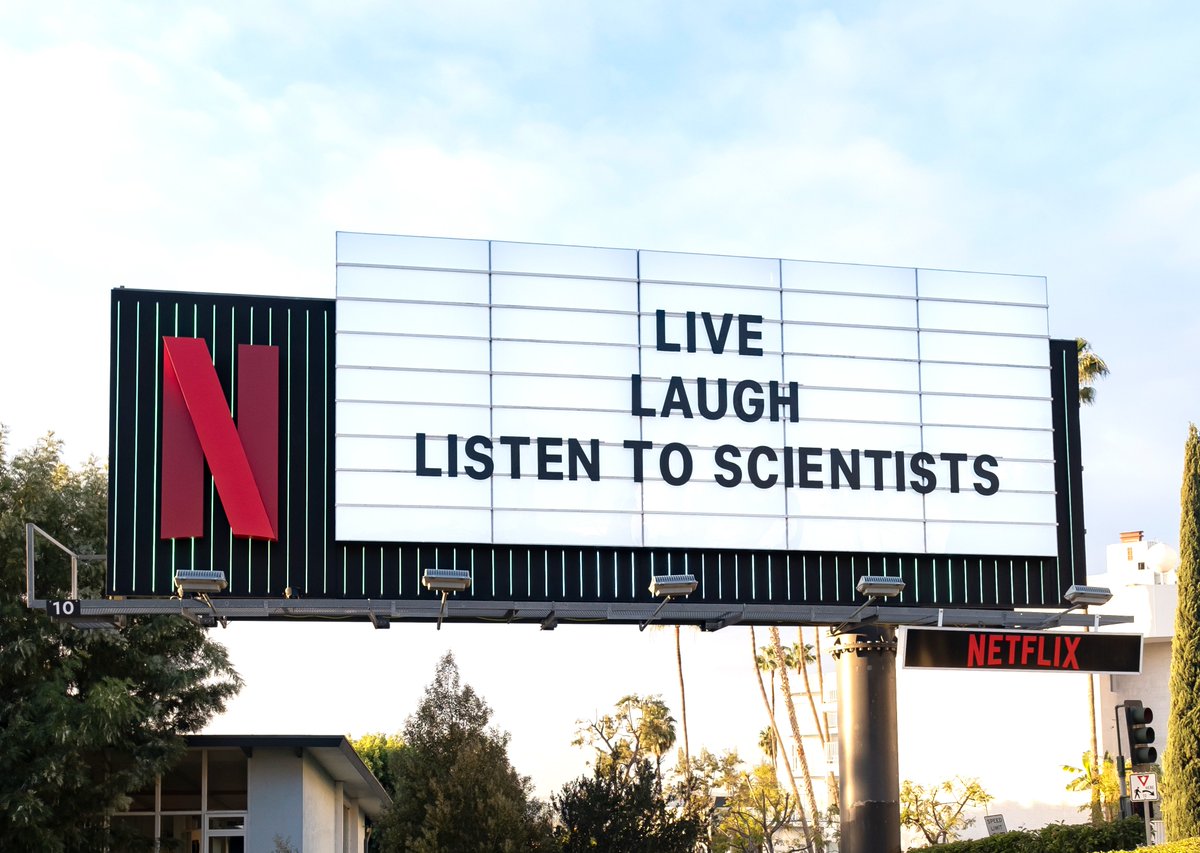 dontlookupfilm's tweet photo. Live, Laugh, Listen to Scientists. #DontLookUp is on @netflix now. https://t.co/Qr4APjp2YL