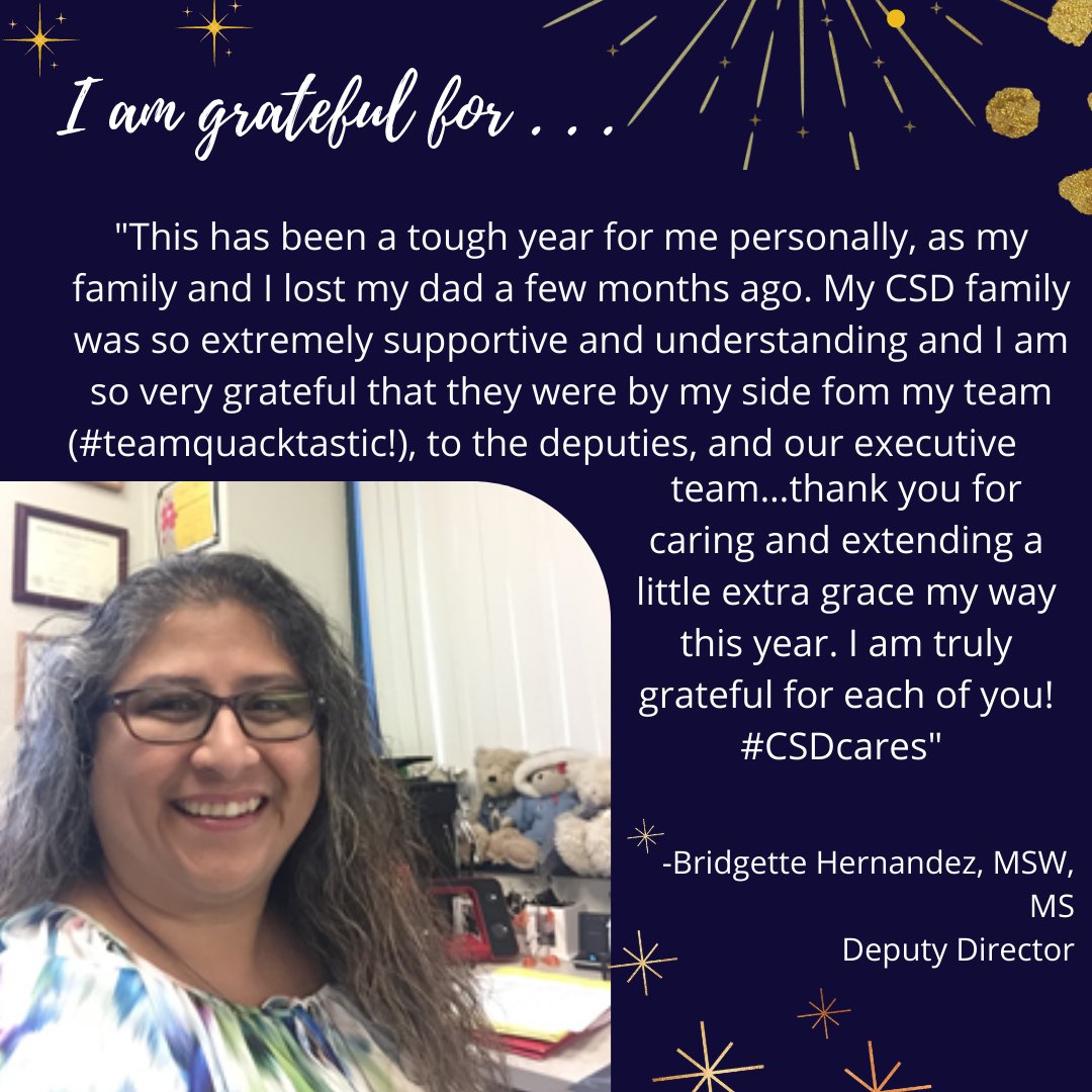 RivCoDPSS's tweet photo. Meet Deputy Director Bridgette Hernandez! Despite the hard times she’s had to endure this year, she extends her gratitude to Children Services staff and executives who not only support the wellbeing of children but also supported her during hard times #CSDcares https://t.co/l7xiBRZYy7