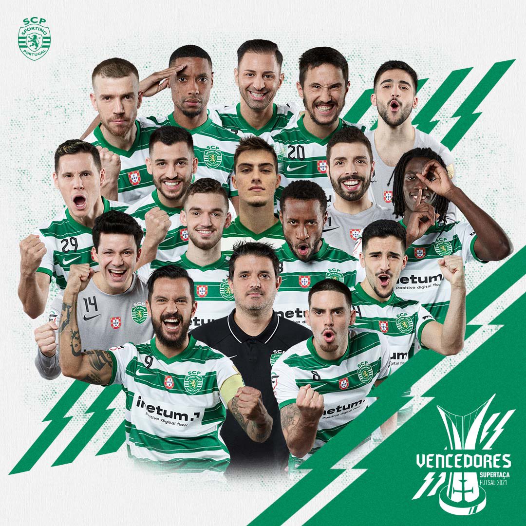 SportingCP's tweet photo. 𝐀 𝐒𝐔𝐏𝐄𝐑𝐓𝐀𝐂̧𝐀 𝐄́ 𝐍𝐎𝐒𝐒𝐀!!! 🏆

Os Leões do #FutsalSCP fizeram HISTÓRIA ao conquistar a 🔟.ª Supertaça, a 4.ª consecutiva, depois de vencer o dérbi por 7-2! 🟢⚪ https://t.co/EXERxfgf2h