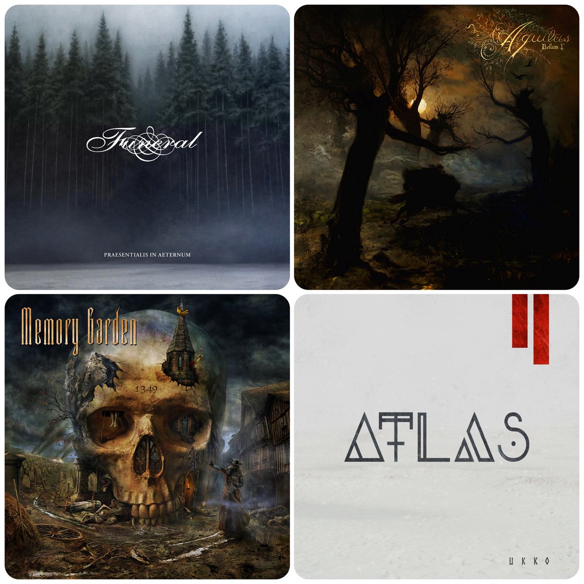 Rotation for Disorientation.
#metalalbums #metalreleases #metal2021
- Funeral - Praesentialis in Aeternum / Season of Mist
- Aquilus - Bellum I  3 December 2021  Blood Music
- Memory Garden - 1349 / No Remorse Records
- Atlas - Ukko / SPV/Long Branch Records