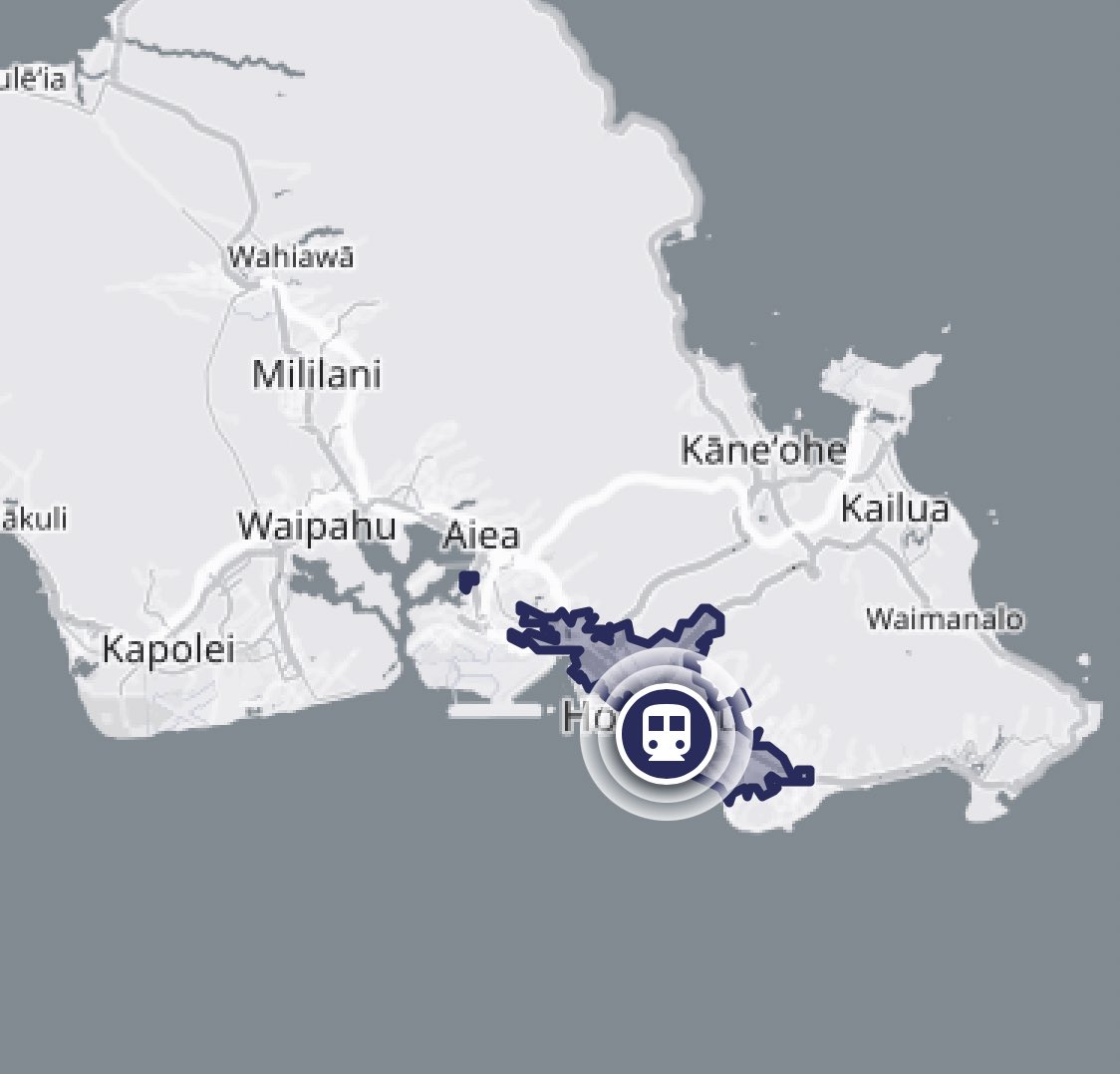 UH_DURP's tweet image. Here’s how much of O‘ahu you can reach from downtown Honolulu within 30 minutes driving a car versus riding the bus. If you want to reduce traffic, invest in public transit.
