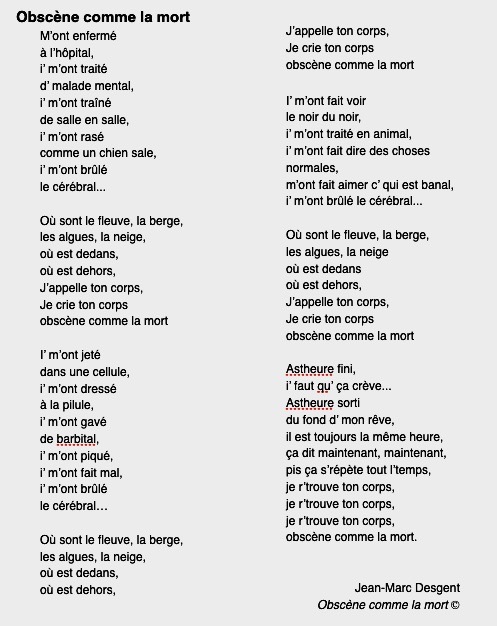 Marjo, chante ce texte; il est pour toi!